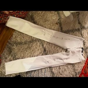 Hollister destructed white skinny jeans